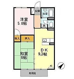 ハイツ明 2DKの間取図画像