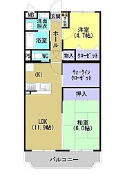 サンライズK 2SLDKの間取図画像