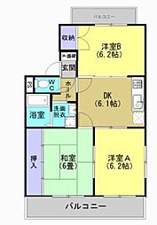 ファームガーデンB棟 3DKの間取図画像