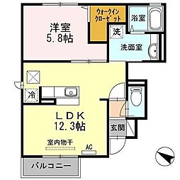 アベニール光 1LDKの間取図画像