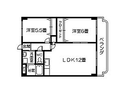 塩井川マンション 2LDKの間取図画像