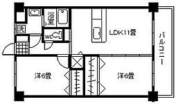 エレガンス北麓 2LDKの間取図画像