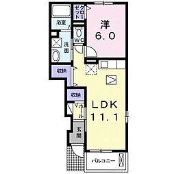 プレジール桜館 1LDKの間取図画像