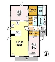 クローバーハイツ 2LDKの間取図画像