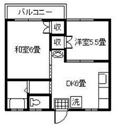 和弘アパート 2DKの間取図画像