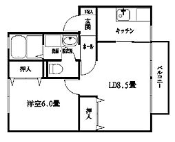 シャンスエール 1LDKの間取図画像