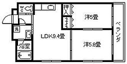 メゾンドゥW 2LDKの間取図画像