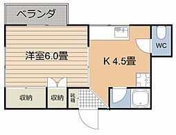 セントポリアA 1DKの間取図画像