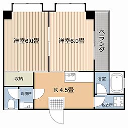 パレス鴨池 3階2Kの間取り