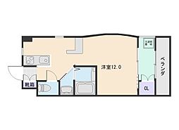 パレクイーンズ 5階ワンルームの間取り