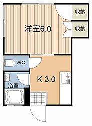 コーポさくら 1Kの間取図画像