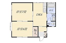 タイショウハイツ 2DKの間取図画像