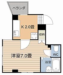 鴨池山元ビル 1Kの間取図画像