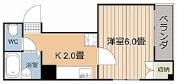 鴨池山元ビル 1Kの間取図画像
