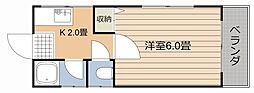 コーポエクセル 1Kの間取図画像