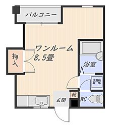 ＭＡＩＳＯＮ　ビラメール 3階ワンルームの間取り