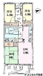 コスモ登戸リバービュー 3LDKの間取図画像