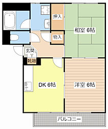 Ｋハイツ南彦根 1階2DKの間取り