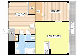 ブリリアンスシティー 3階2LDKの間取り