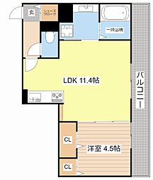 シャルール 2階1LDKの間取り