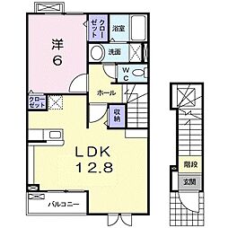 S.C.C.H-K 1LDKの間取図画像