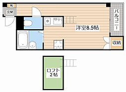 カレッジタウン風見鶏 1Kの間取図画像