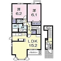 プロヴァンス・ドゥ 2LDKの間取図画像