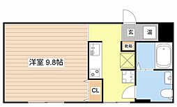 ノブステージルメゾン 1Kの間取図画像