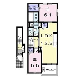 聖和町アパート 2LDKの間取図画像