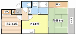 メゾンエイコー南川瀬2号館 2Kの間取図画像