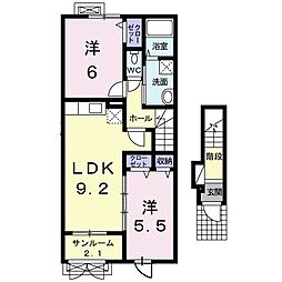 ラポール 2LDKの間取図画像