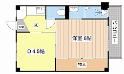 ビレッジハウス加田一号棟 1DKの間取図画像