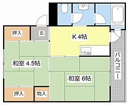 ビレッジハウス鳥居本2号棟 2Kの間取図画像
