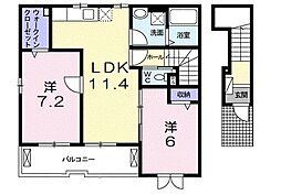 コーポ勢多七番館 2LDKの間取図画像
