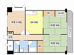 グランパレス南海 3DKの間取図画像