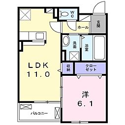 リヴィエール・コート1 1LDKの間取図画像