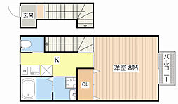ブセナテラス1号館 1Kの間取図画像