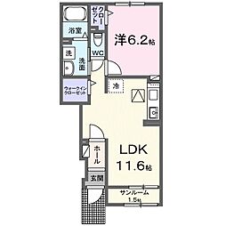 サルス・ノヴァI 1LDKの間取図画像
