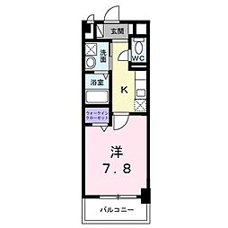 播磨田町マンション 3階1Kの間取り