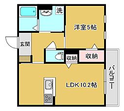 阪急京都本線 富田駅 徒歩5分の賃貸アパート 1階1LDKの間取り