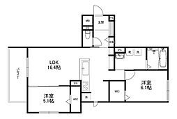 阪急京都本線 上牧駅 徒歩10分の賃貸アパート 2階2LDKの間取り