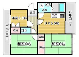 モダンアパートメント高槻城南 3DKの間取図画像
