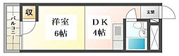 崎山ハイム 1DKの間取図画像