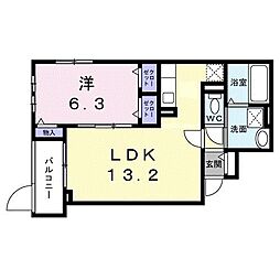 サニーレジデンス高槻本町 1LDKの間取図画像