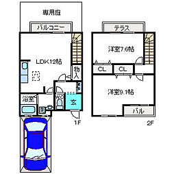 ライズハイツ 2LDKの間取図画像