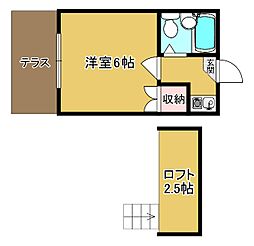 エイブル富田 1Kの間取図画像