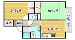 メゾンアサヒ2 2DKの間取図画像