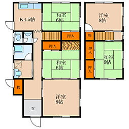 JR北陸本線 長浜駅 徒歩13分の賃貸一戸建て 1階5Kの間取り