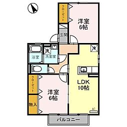 近江鉄道近江本線 水口石橋駅 徒歩3分の賃貸アパート 2階2LDKの間取り
