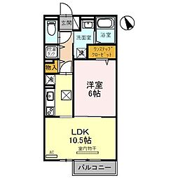 JR北陸本線 長浜駅 徒歩18分の賃貸アパート 1階1LDKの間取り